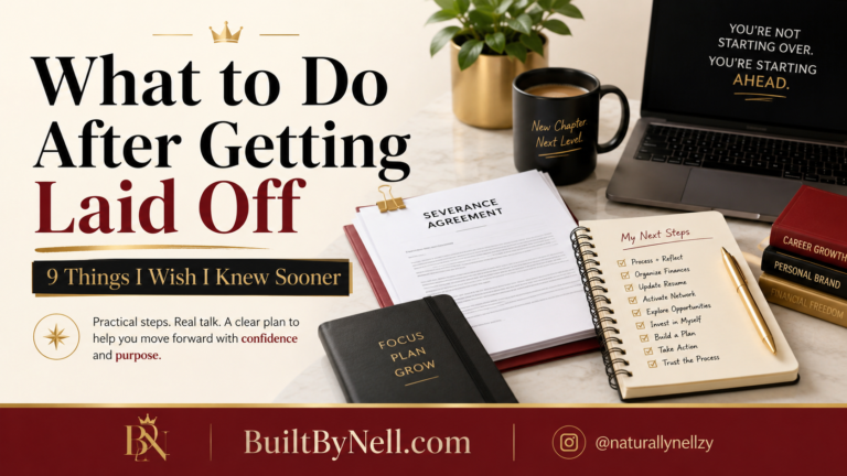 Featured image for a career advice blog post titled “What to Do After Getting Laid Off,” sharing 9 practical steps to take after a layoff including severance, unemployment, budgeting, resume updates, and rebuilding your routine.